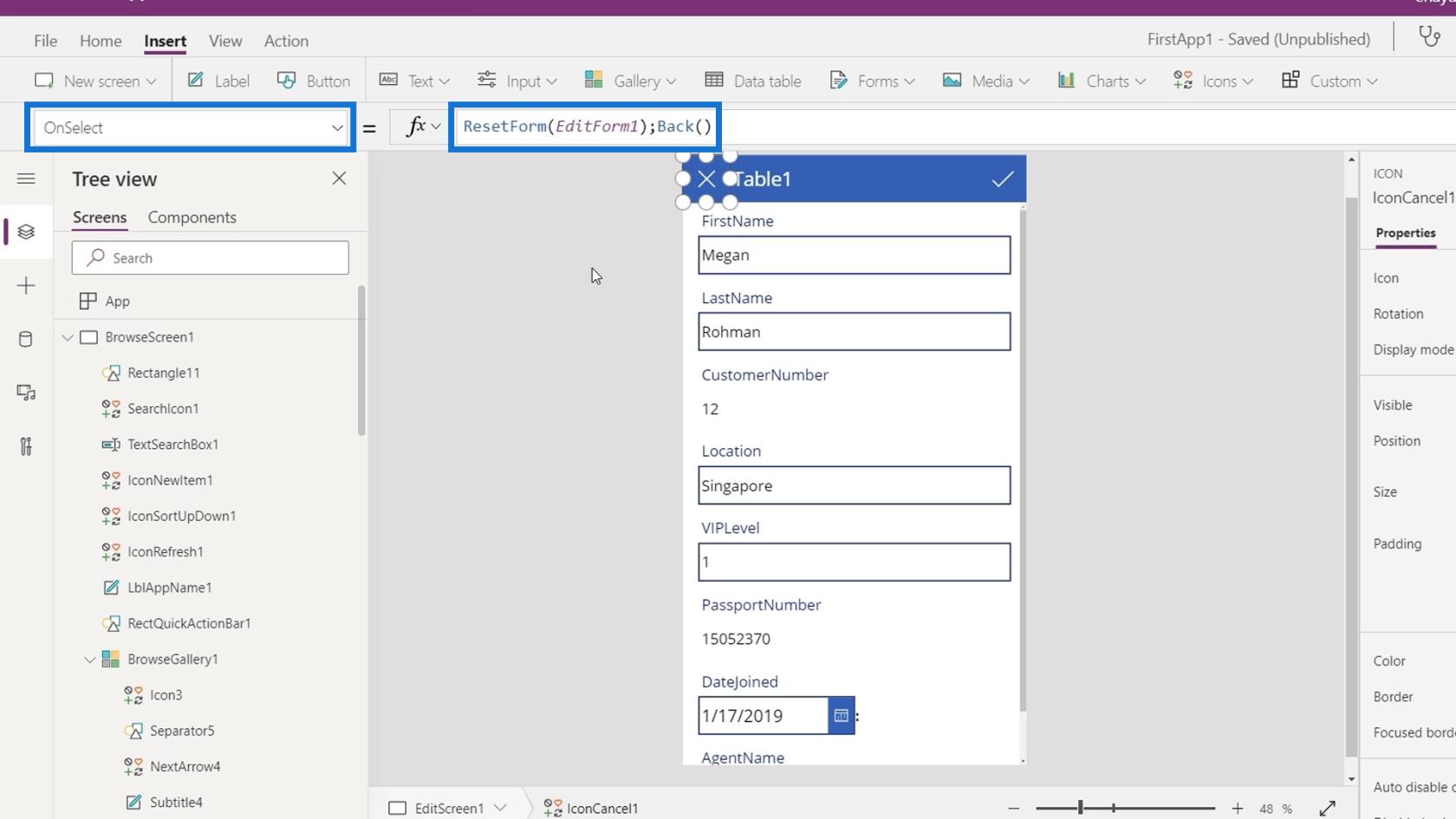 A PowerApps navigációs környezet áttekintése