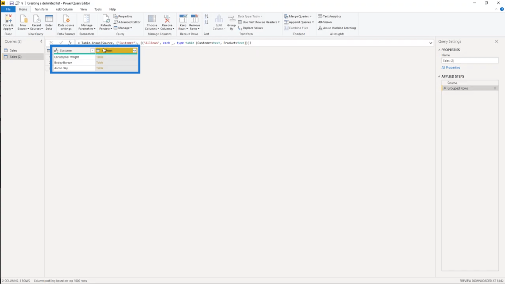 Opret en afgrænset liste i Power Query – Query Editor Tutorial