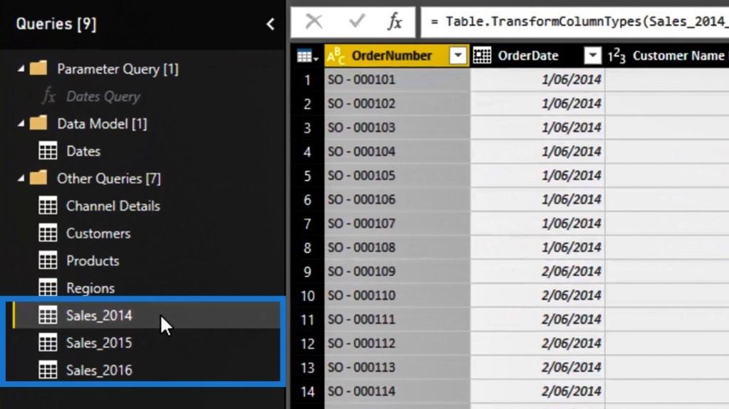 Editor Power Query: Pracovné dotazy