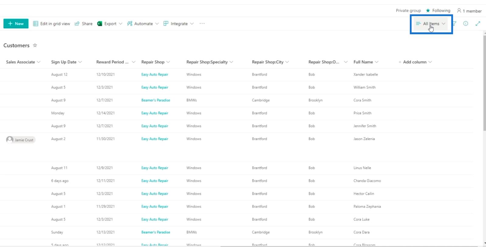 Перегляд календаря списку SharePoint