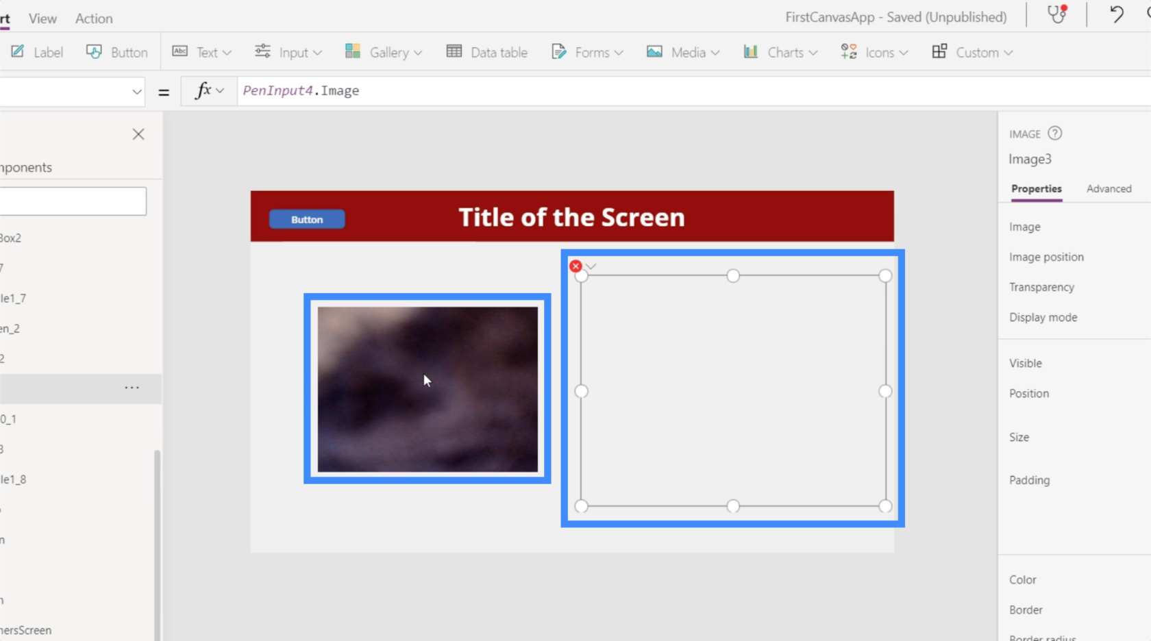 Obrázky PowerApps v kombinaci s perem, fotoaparátem a nahráváním fotografií