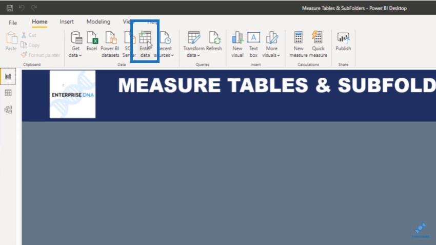 Skapa måtttabeller och undermappar i LuckyTemplates