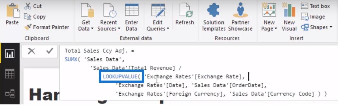 Logika více měn v LuckyTemplates – příklad LOOKUPVALUE