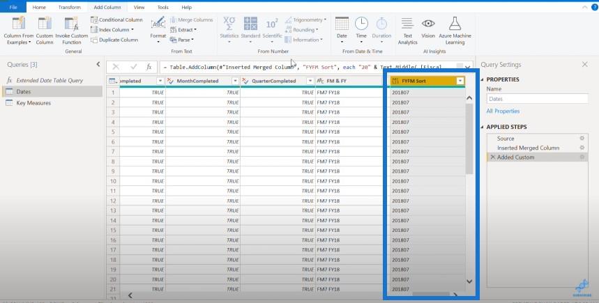 Sortering av datotabellkolonner i LuckyTemplates