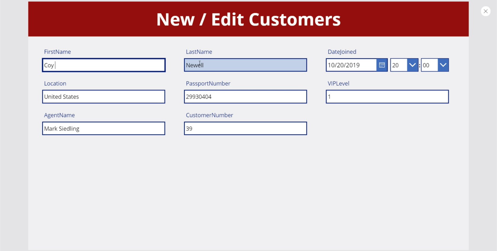 MS Power Apps detaljskärm och formulärskärm