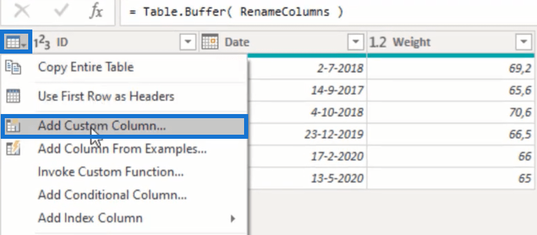 Értékek létrehozása minden dátumhoz Power Query képlet segítségével