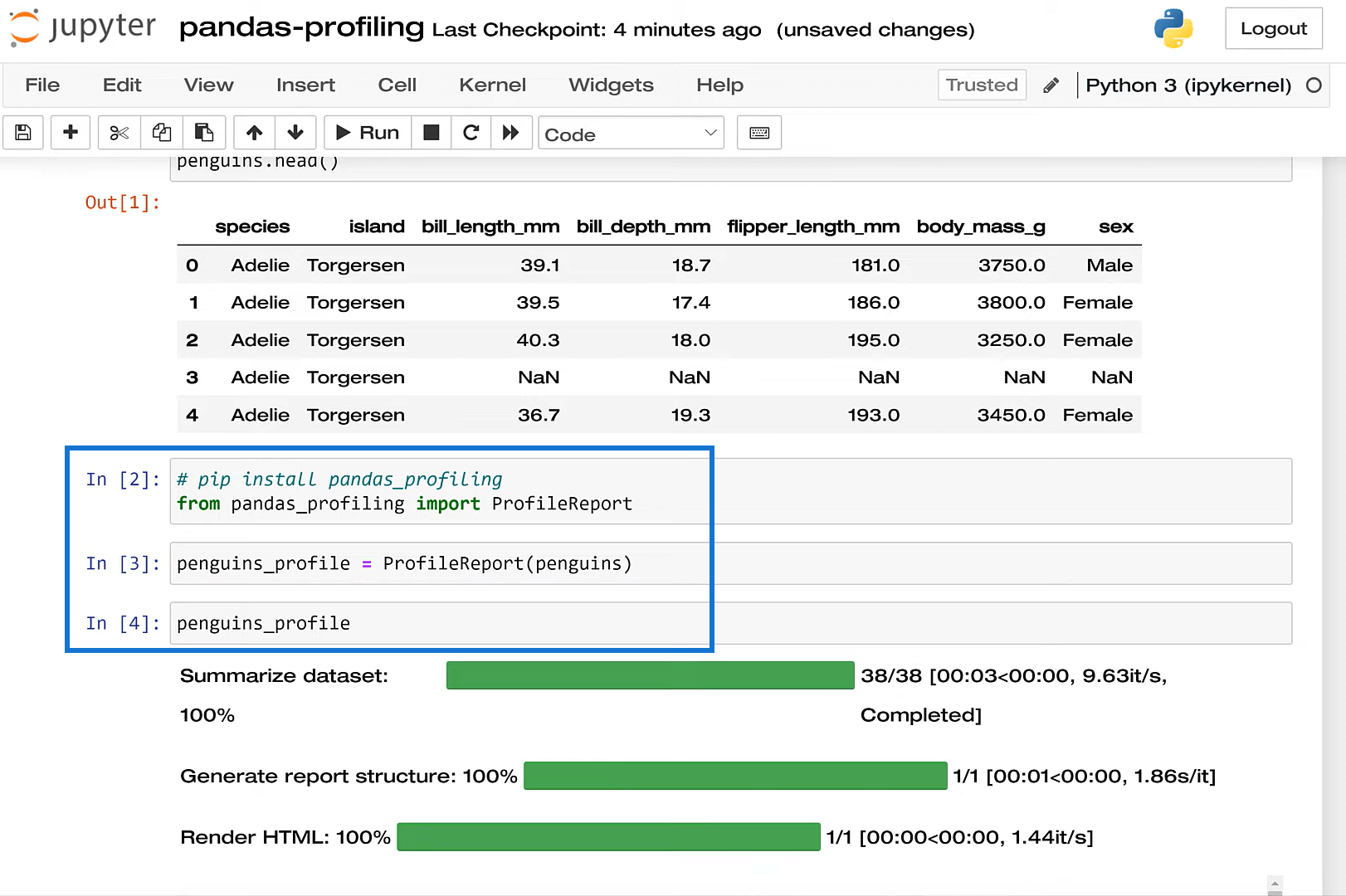 Datasæt i pandaer med profilrapport() |  Python i LuckyTemplates