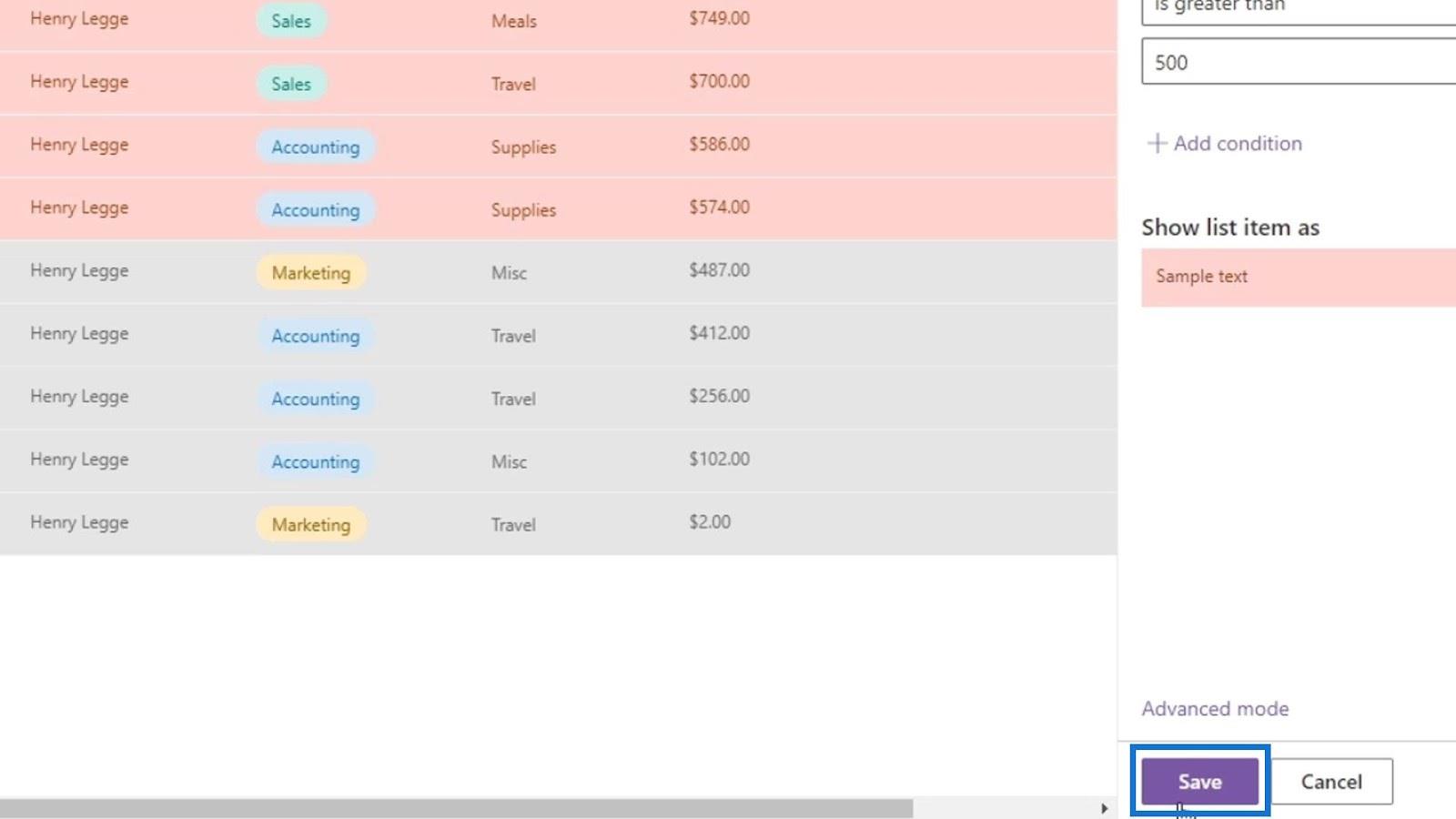 Se formatering i SharePoint