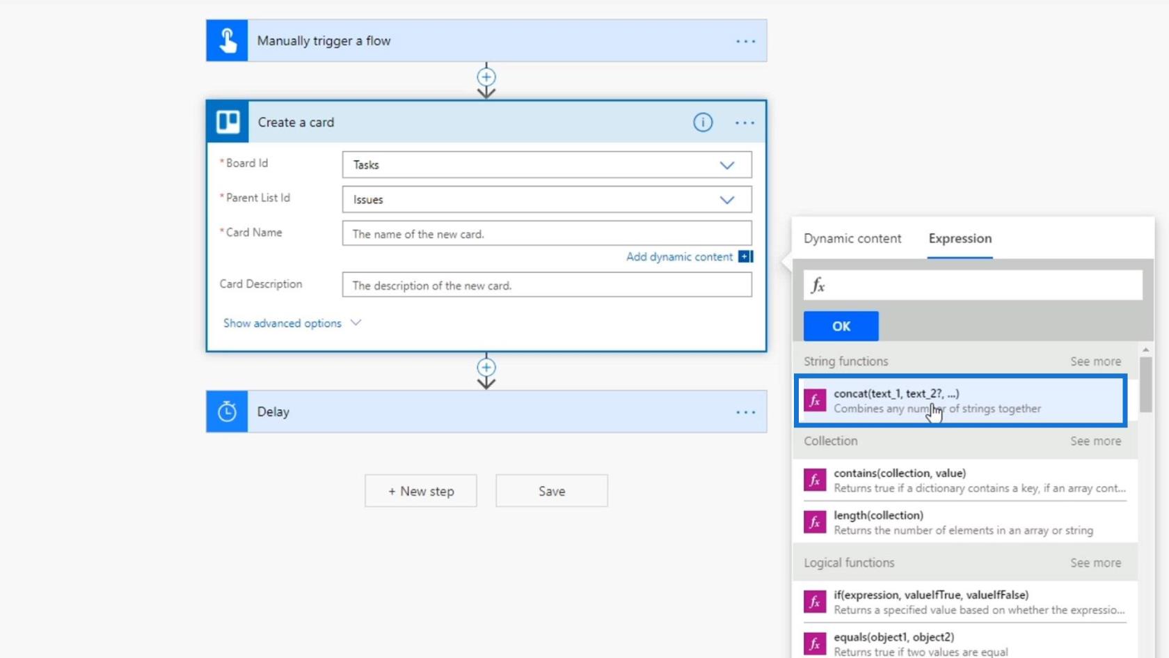 Munkafolyamat-bemenetek a Microsoft Power Automate-ban