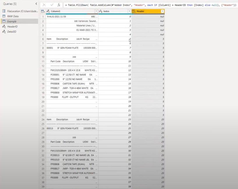 Kurz Microsoft Power Query o tom, jak opravit smíšené problémy s pevnou šířkou sloupců