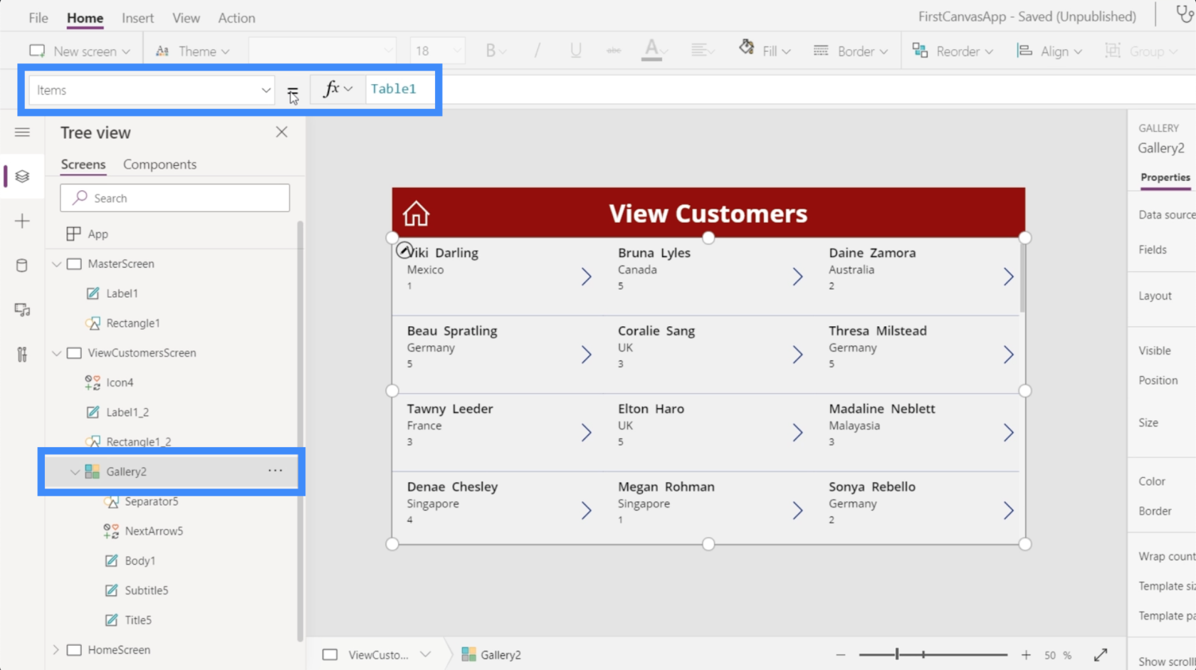 PowerApps-hakukenttä: lisääminen ja mukauttaminen