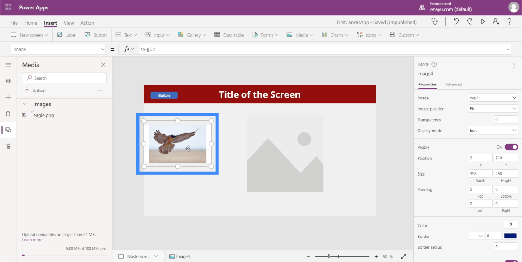 PowerApps-bilder i kombination med penna, kamera och ladda upp fotoingångar