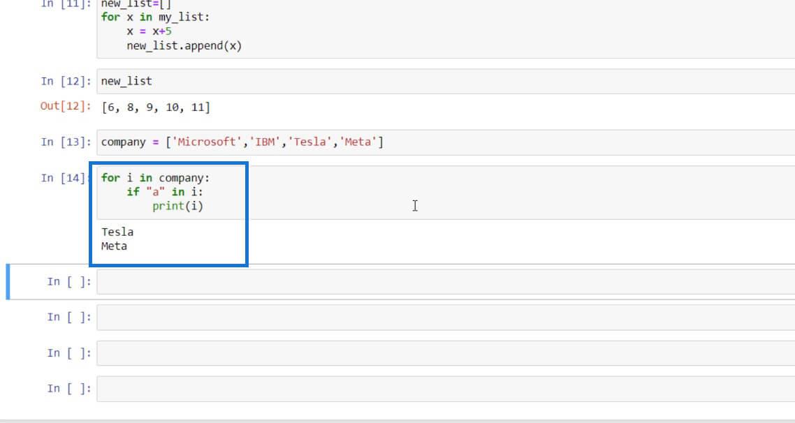 Python-liste og til sløjfe i LuckyTemplates