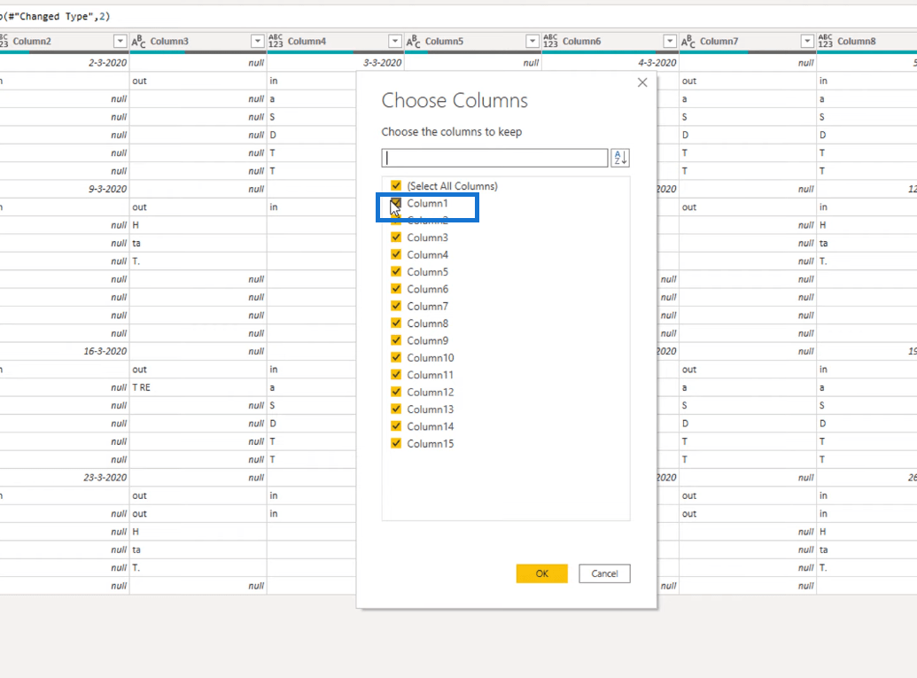 Forvandling af kalendertypelayout til tabelformat i LuckyTemplates ved hjælp af Query Editor