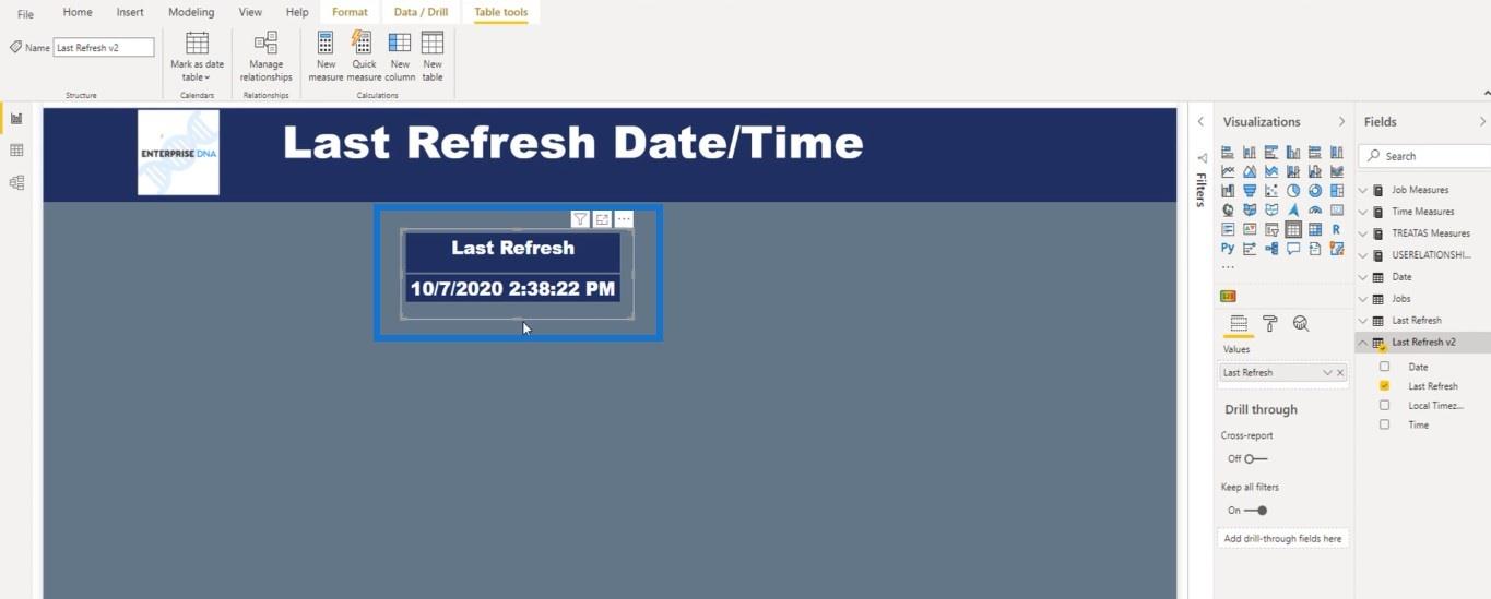Zobrazte dátum/čas posledného obnovenia v prehľadoch LuckyTemplates