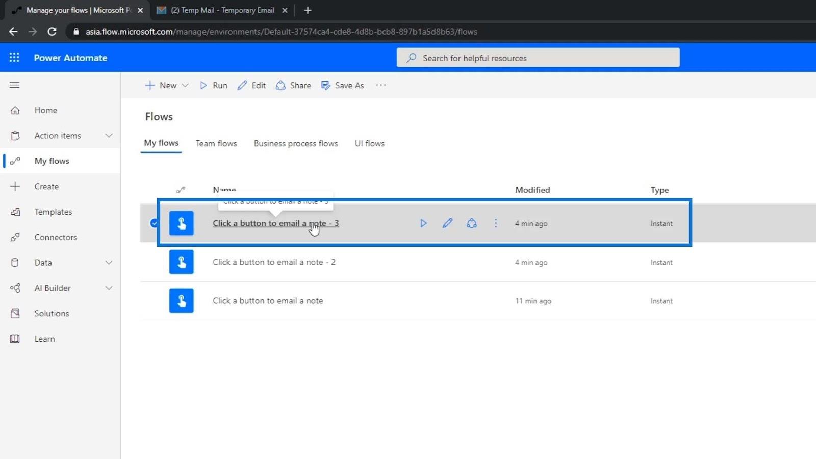 Flowdiagrammer og flowdetaljeside i Power Automate