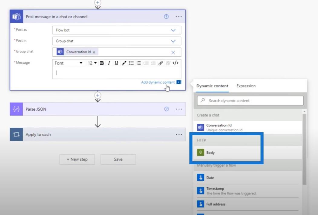 Lag en HTTP-forespørsel i Power Automate