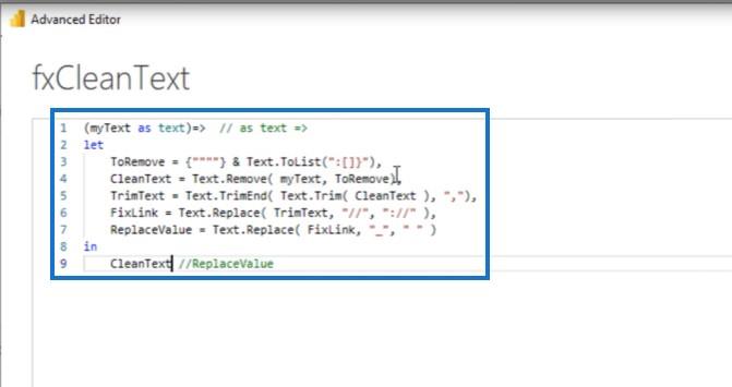 Створення спеціальної функції очищення тексту в Power Query
