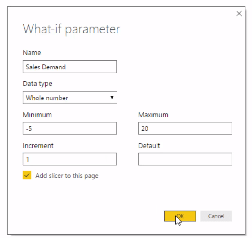 LuckyTemplates 'What-If'-parameterfunktion