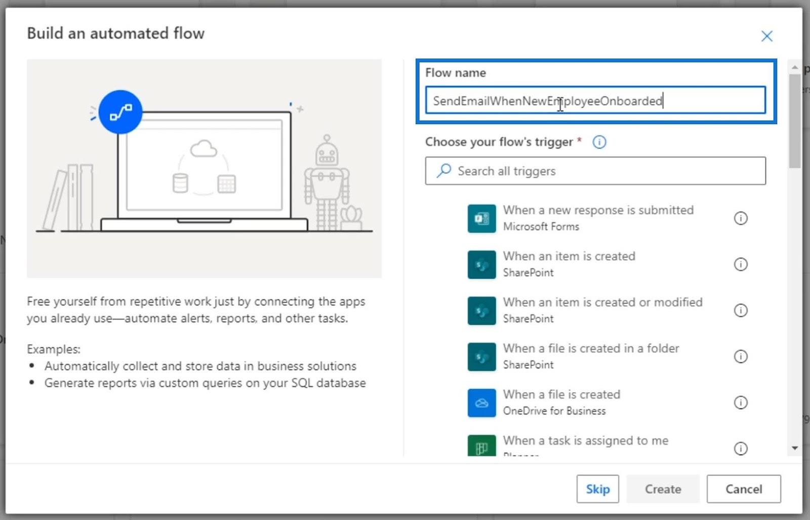 Forretningsprosessflytintegrasjon i Power Automate