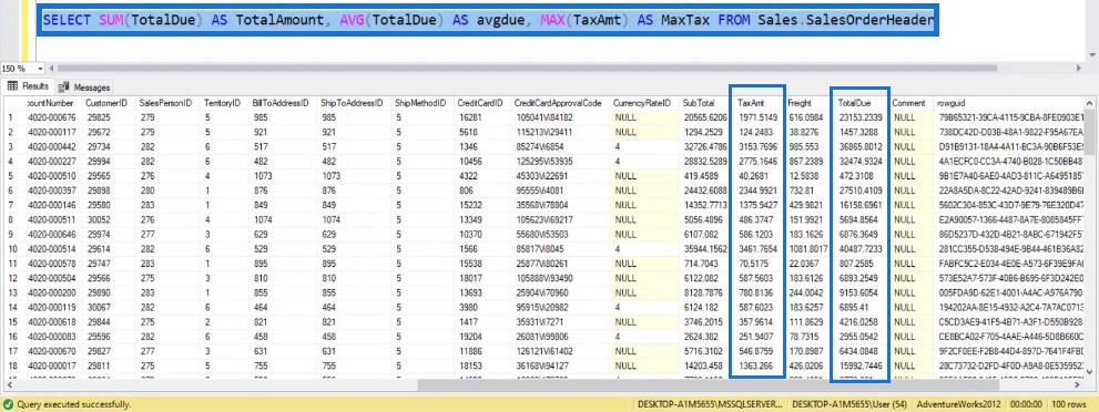 Kokoonpanofunktiot SQL:ssä ja niiden käyttö