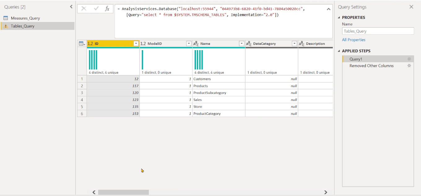 Använda Dynamic Management Views (DMV) i DAX Studio