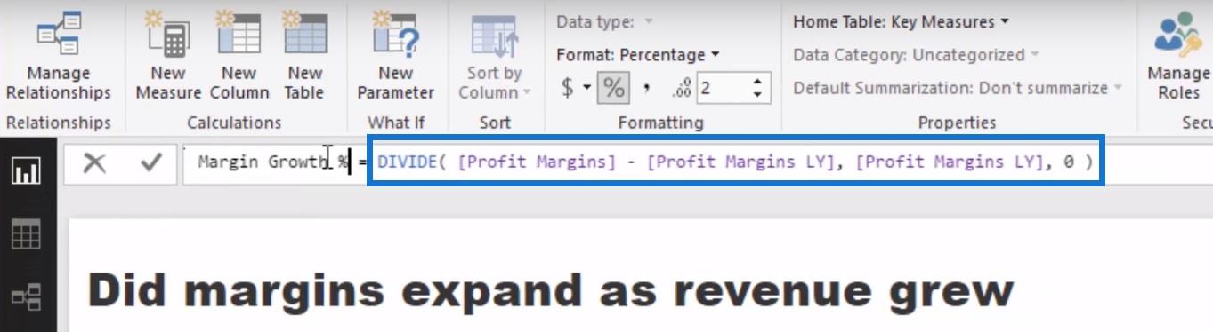 Använd LuckyTemplates Mät förgreningar för att kontrollera om dina marginaler ökar när intäkterna växer