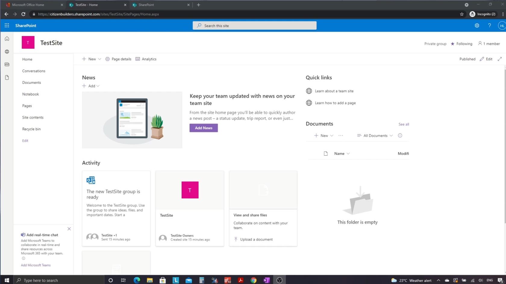 SharePoint-websted |  Layout og menugennemgang