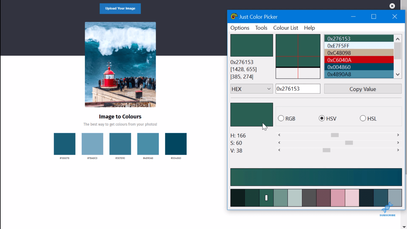 Hex-fargekodevelger for Lucky Templates-rapporter