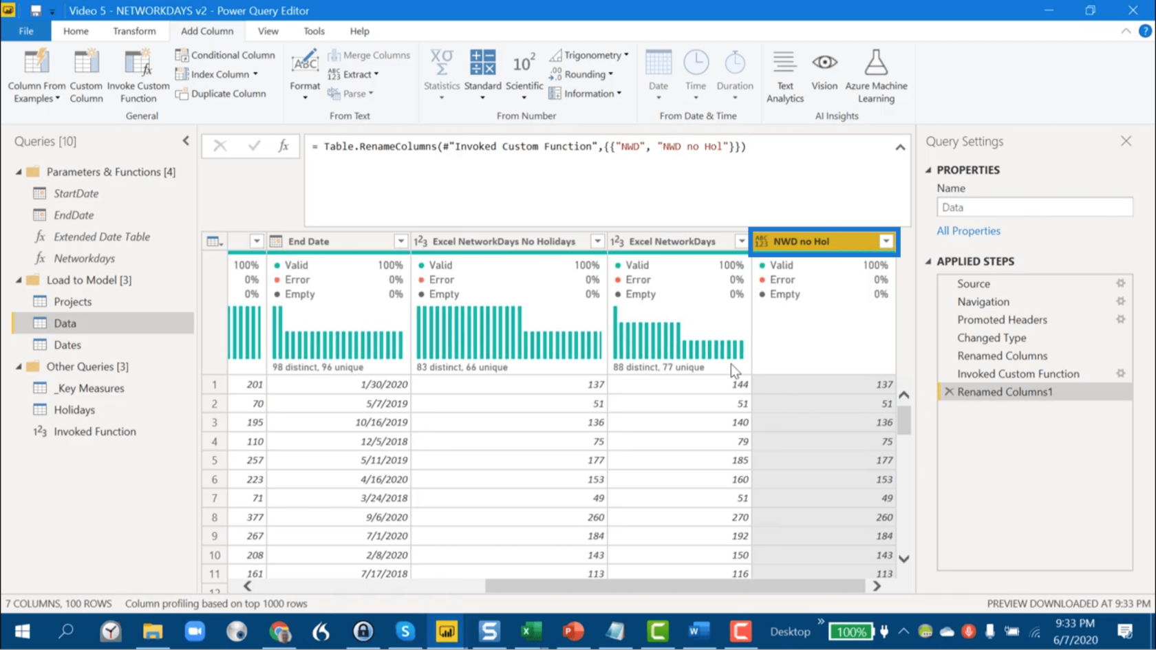 Beregn arbejdsdage mellem to datoer i LuckyTemplates