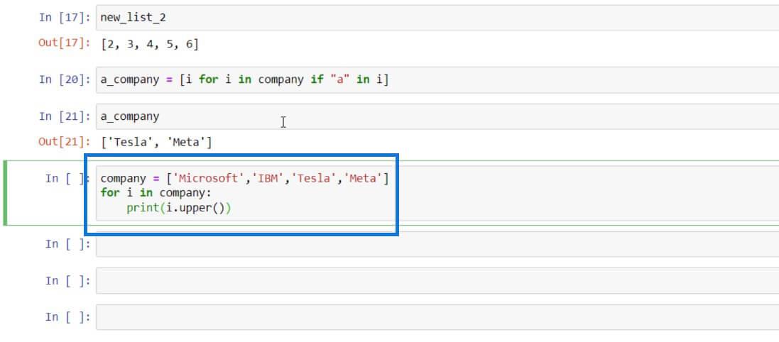 Python-lista ja For Loop LuckyTemplatesissa