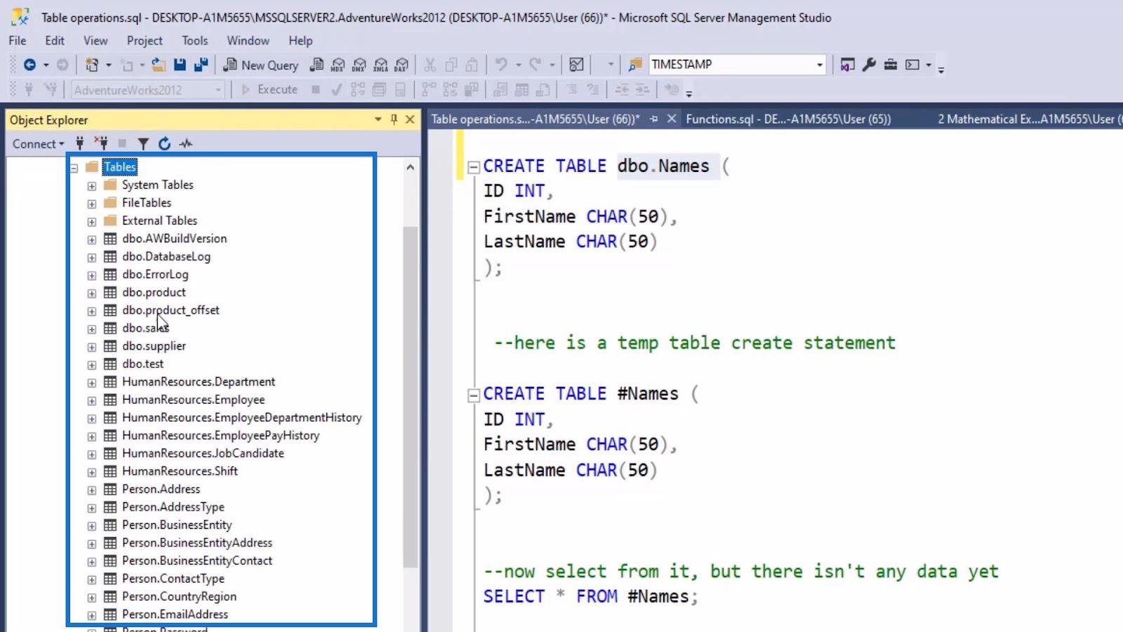 SQL-taulukon perustoiminnot