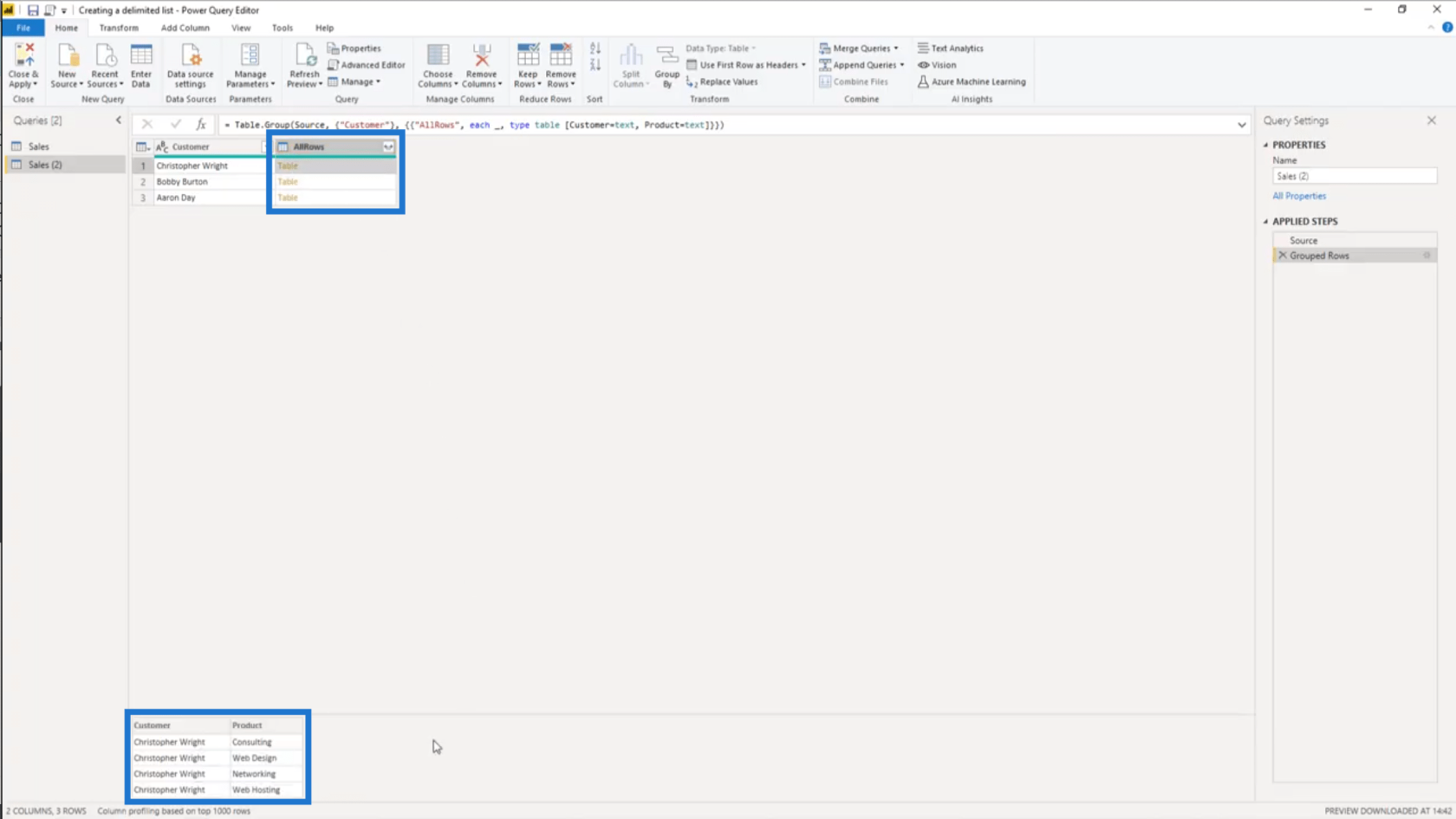 Opret en afgrænset liste i Power Query – Query Editor Tutorial