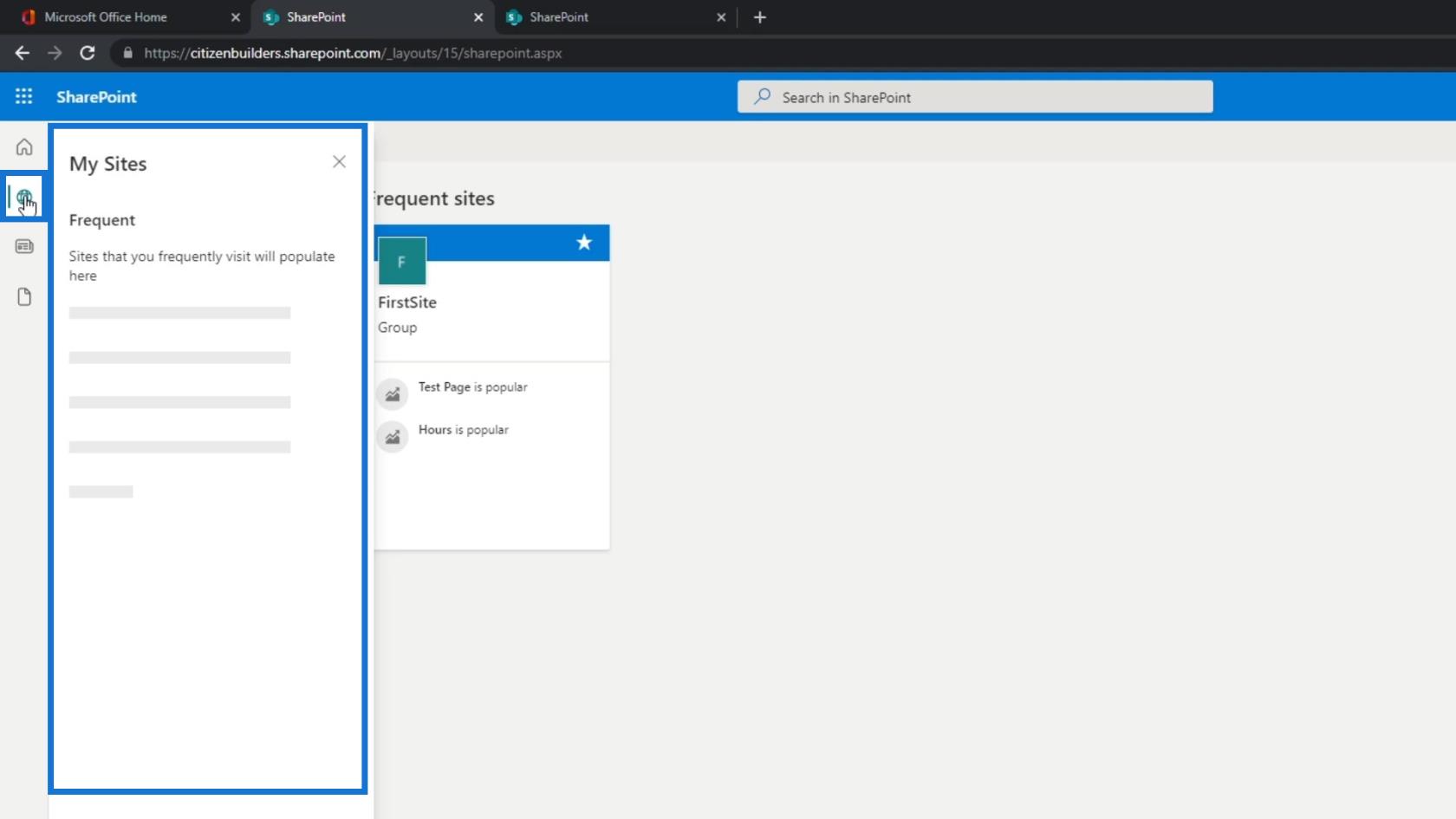 SharePoint-webbplats |  Layout och menygenomgång