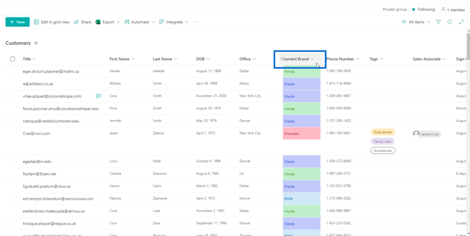 SharePoint List Formatering Walkthrough