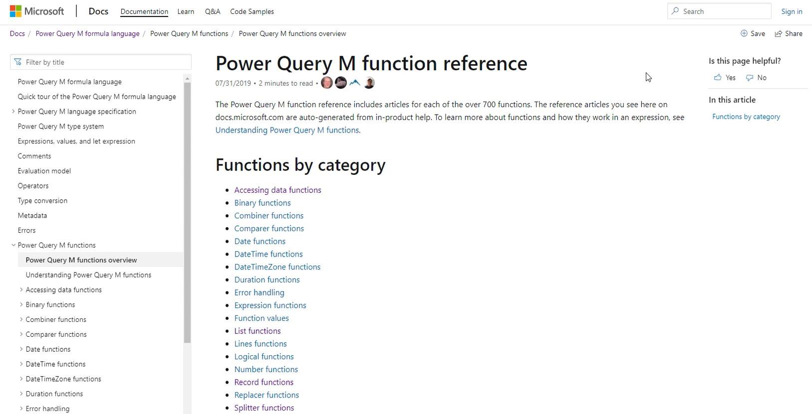 Power Query-funksjoner, nøkkelord og identifikatorer