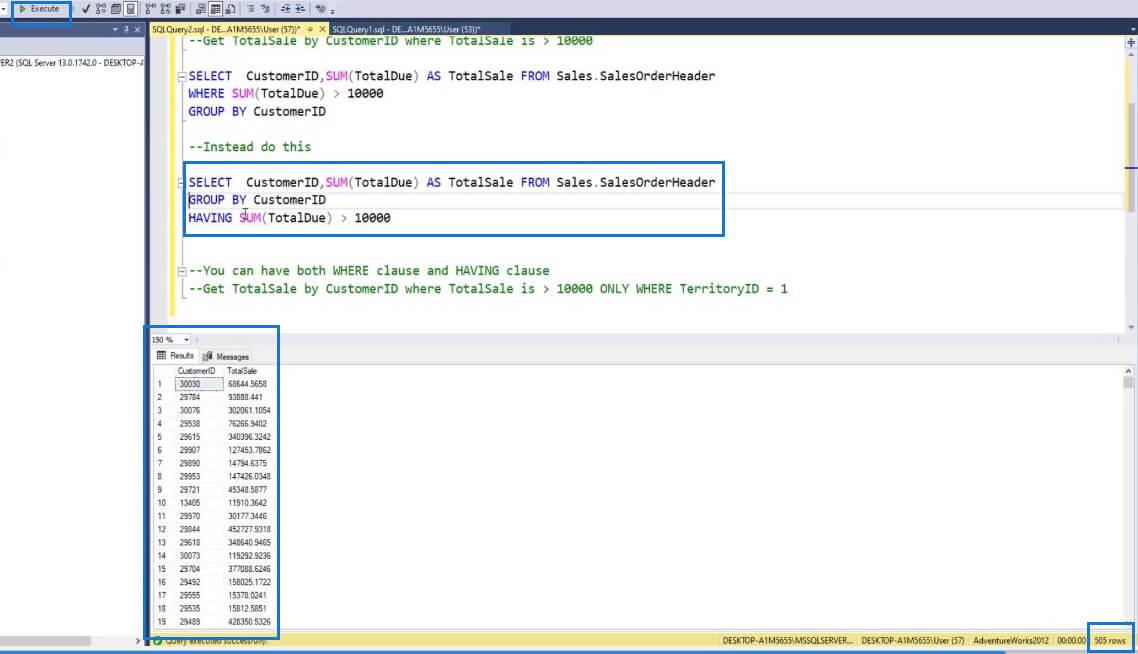 Речення HAVING в агрегатних функціях SQL