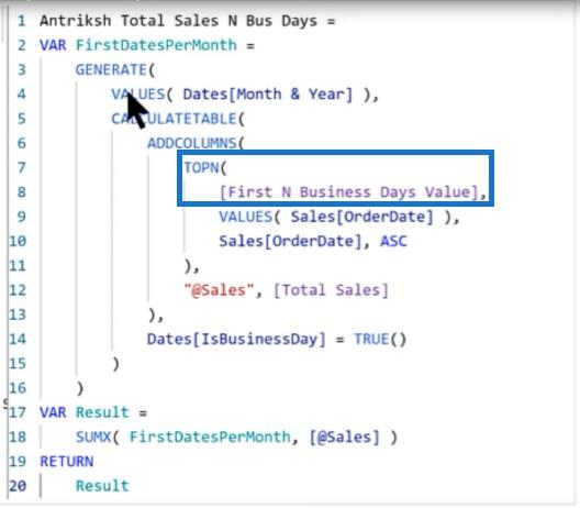 Перегляд перших N робочих днів – рішення мови кодування DAX