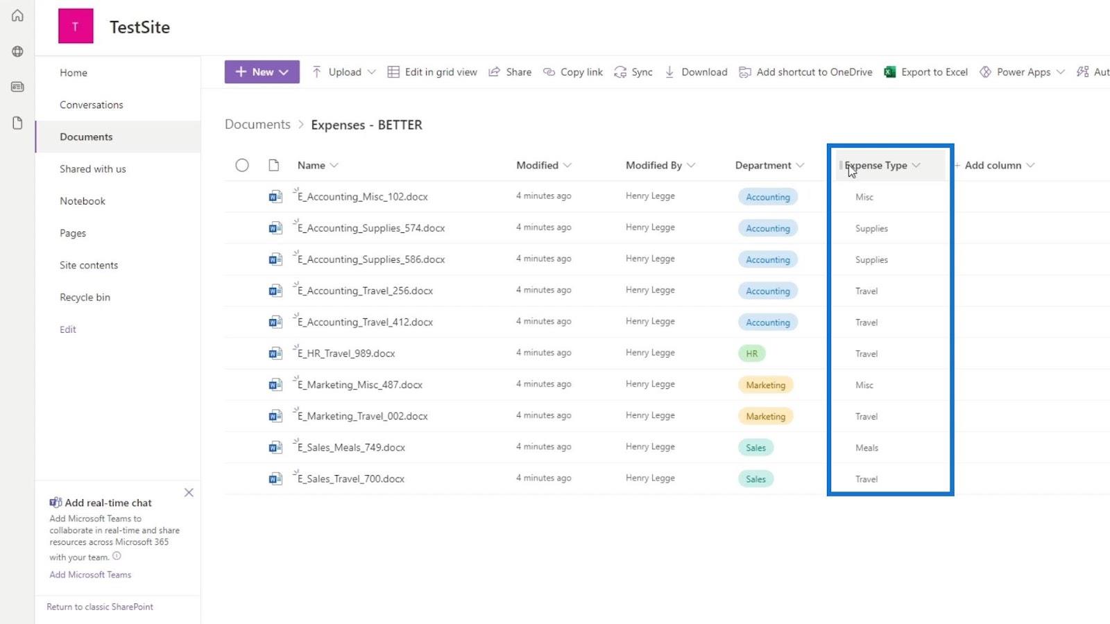 Filtrování metadat v souborech SharePoint