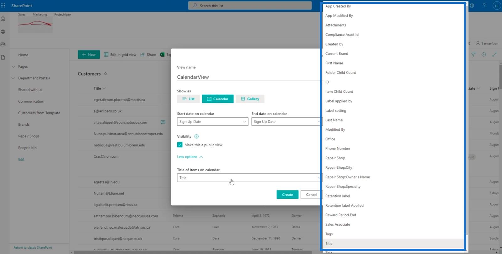 SharePoint Liste Kalendervisning