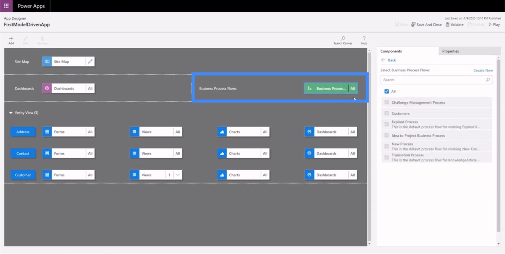 Power Apps Business Process Flow og dokumentation