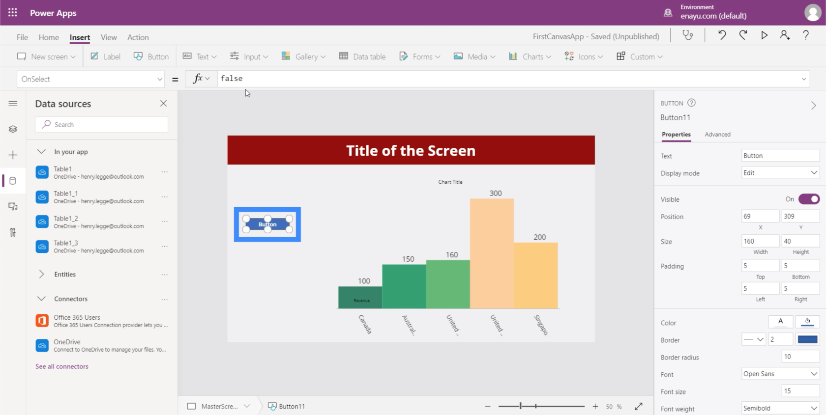 Grafy, grafy a dynamické obrázky PowerApps