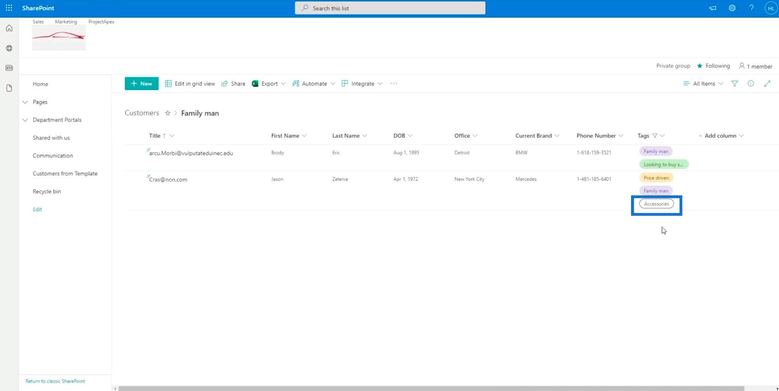 Přidání pole SharePoint Choice v seznamu