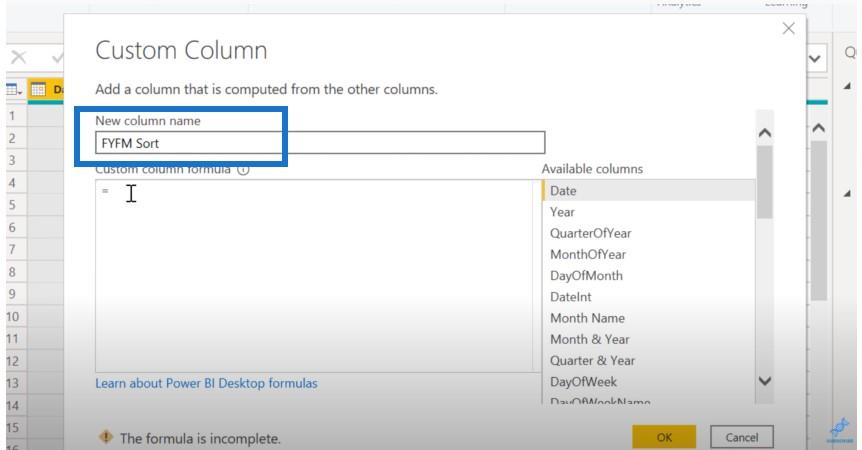 Sortering av datumtabellkolumner i LuckyTemplates