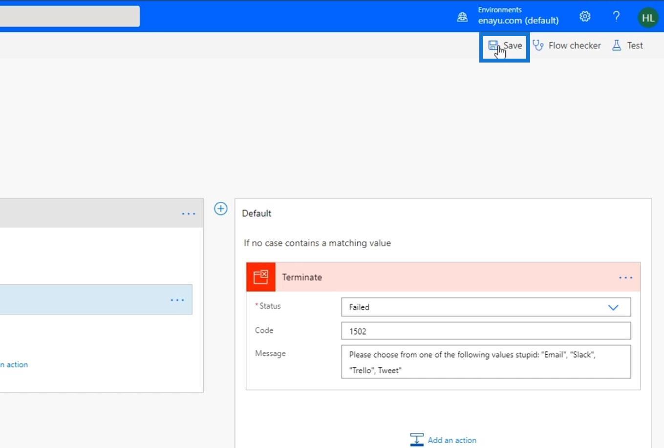 Power Automate Afslut handlingskontrol i flows