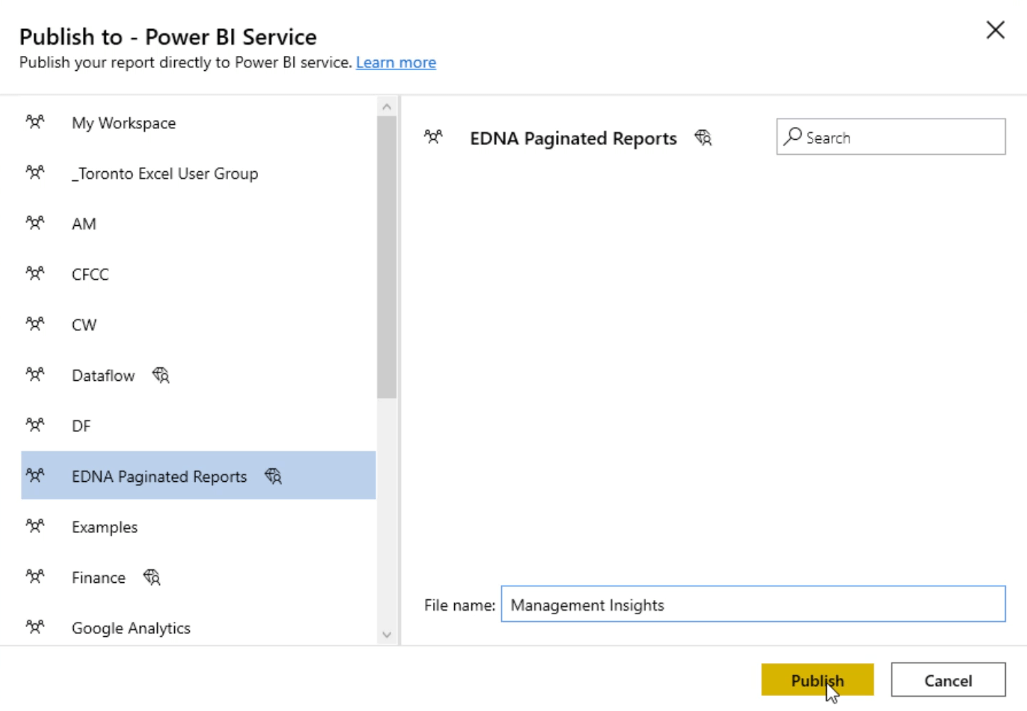 Paginerade rapporter i LuckyTemplates: Hur man publicerar och exporterar