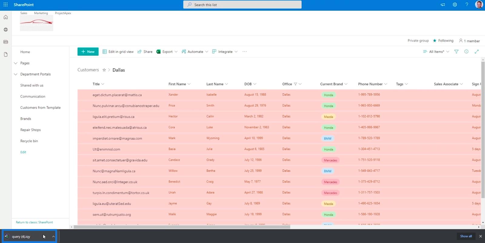 Eksporter SharePoint-lister til Excel- eller CSV-fil