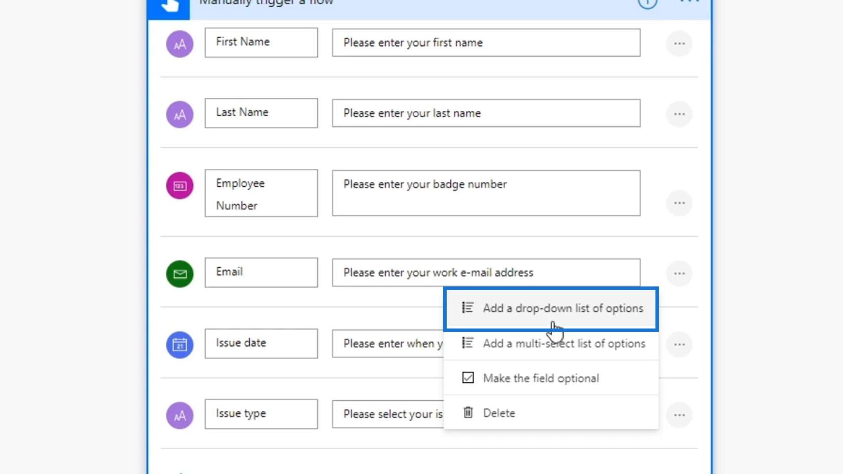 Arbeidsflytinnganger i Microsoft Power Automate