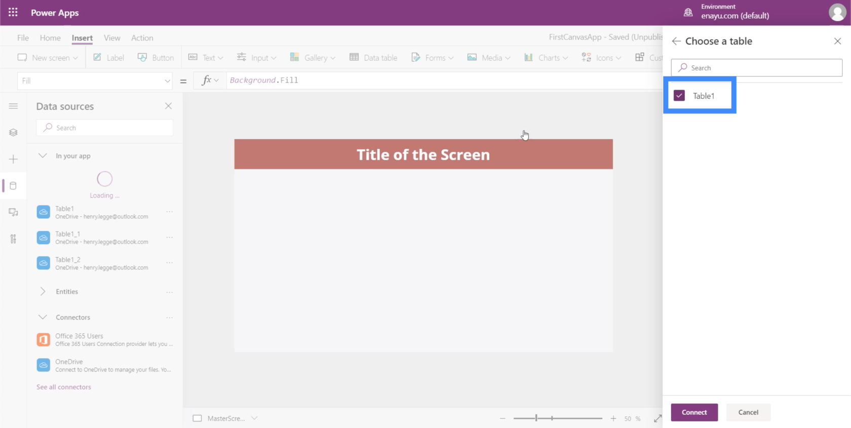 PowerApps-diagrammer, grafer og dynamiske billeder