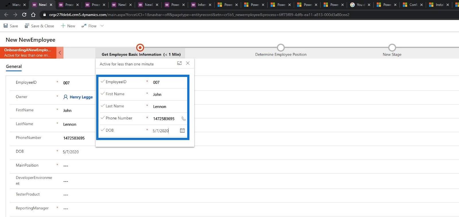 Business Process Flow Integration i Power Automate